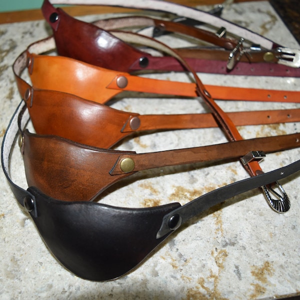 Leather eye patch with adjustable buckle for unisex - will work for permanent use not touching the eye