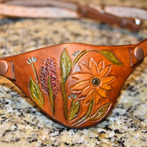 Flower garden Leather eye patch with adjustable buckle for unisex - will work for permanent use not touching the eye