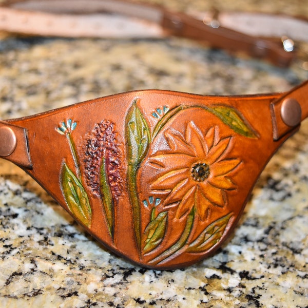 Flower garden Leather eye patch with adjustable buckle for unisex - will work for permanent use not touching the eye