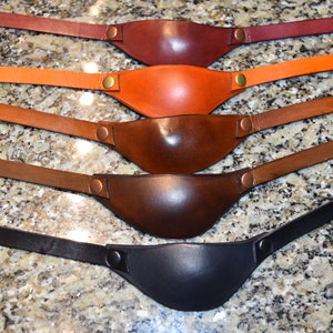 SLIM Leather eye patch with adjustable buckle for unisex - will work for permanent use not touching the eye