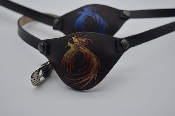 Phoenix Leather eye patch with adjustable buckle for unisex - will work for permanent use not touching the eye
