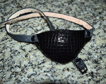 Black dragon Leather eye patch with adjustable buckle - will work for permanent use not touching the eye