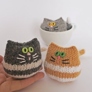 Cute stuffed animal cat lover gift, hand knitted tiny kitty cats image 3