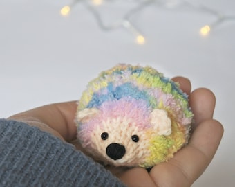 Pastel rainbow hedgehog plush toy, kawaii stuff animal