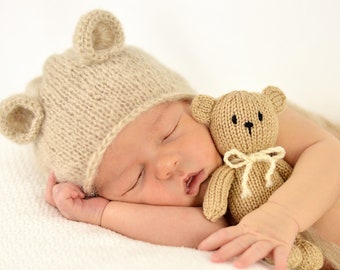 Tiny toy bear, perfect newborn prop or baby shower gift available in 4 pastel colors, completely customizable