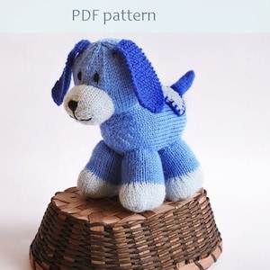 Dog knitting pattern knitted toy pattern pdf amigurumi - Samy the blue puppy
