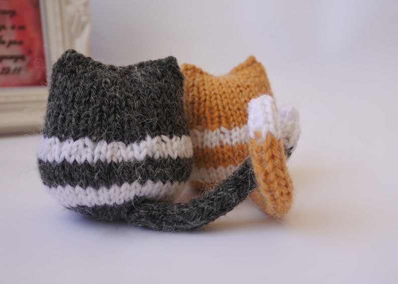 Cute stuffed animal cat lover gift, hand knitted tiny kitty cats image 5