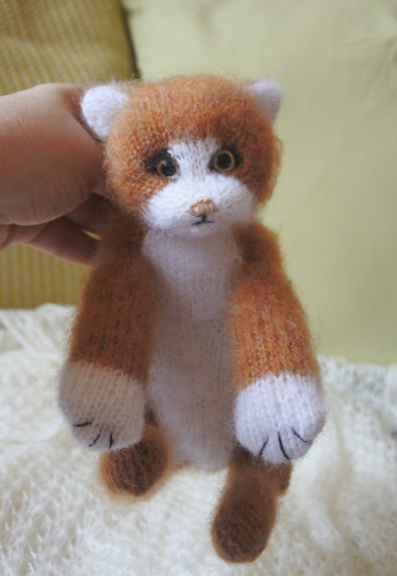 Ginger Cat Plush Knitted Toy Cat Stuff Animal Adorable Cute Etsy