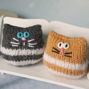 Cute stuffed animal cat lover gift, hand knitted tiny kitty cats image 9