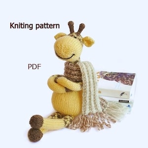 George the Giraffe – Knitting Pattern (PDF, English) - knitted giraffe toy pattern - instant download