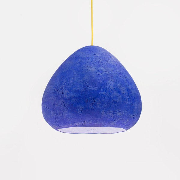 Industrial Pendant Light made from Paper Mache, Ecologic Light Fixture for Loft - Morphe Ultramarine Bright