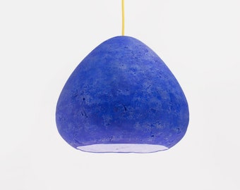 Industrial Pendant Light made from Paper Mache, Ecologic Light Fixture for Loft - Morphe Ultramarine Bright