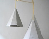 Pappmaché-Lampe Crystals II, Lampe, Pappmaché, Hängelampe, Pendellampe, Hängeleuchte, Papierlampe, Industriell Lampe, lampenschirm, Grau