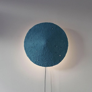 Rustic Sconce Lamp made from Paper Mache in blue colour