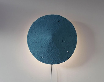 Rustic Sconce Lamp made from Paper Mache - Mizuko Blue -