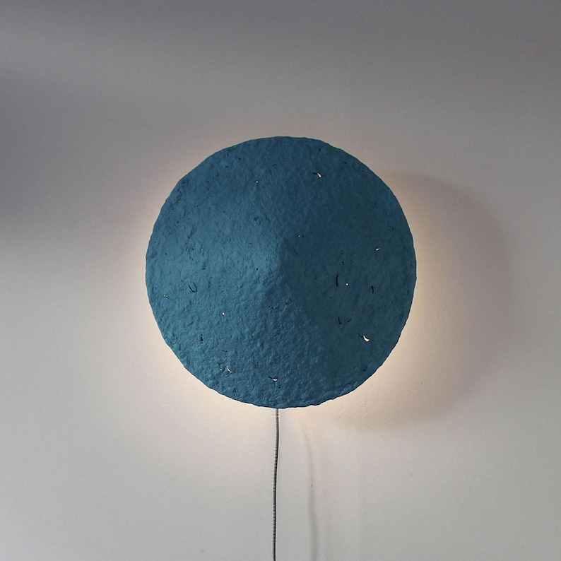 Rustic Sconce Lamp made from Paper Mache in blue colour