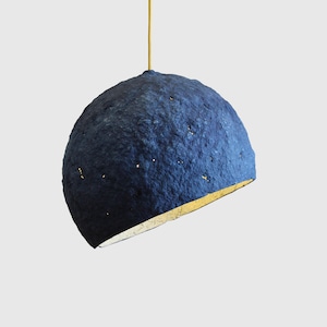 blue Pendant Light Pluto made of Paper mache