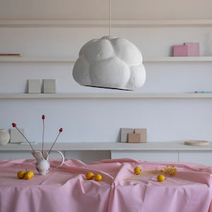 Pendant light Sensi I White, Light sculpture made of paper mache, Statement lighting