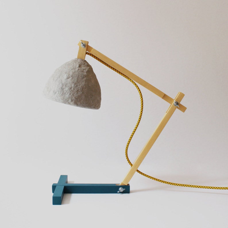 Desk Lamp Metamorfozis Blue Table Night Light Paper Mache Wooden Lamps Industrial