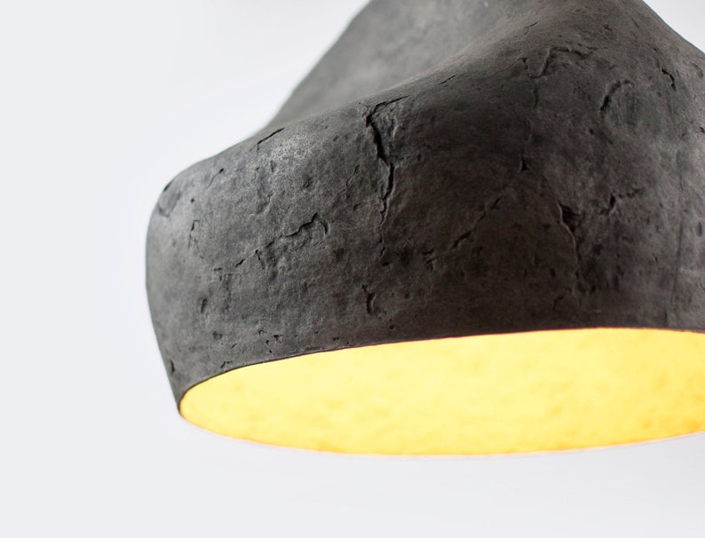 detail of Paper Mache grey Light Sculpture Sensi for the dining room