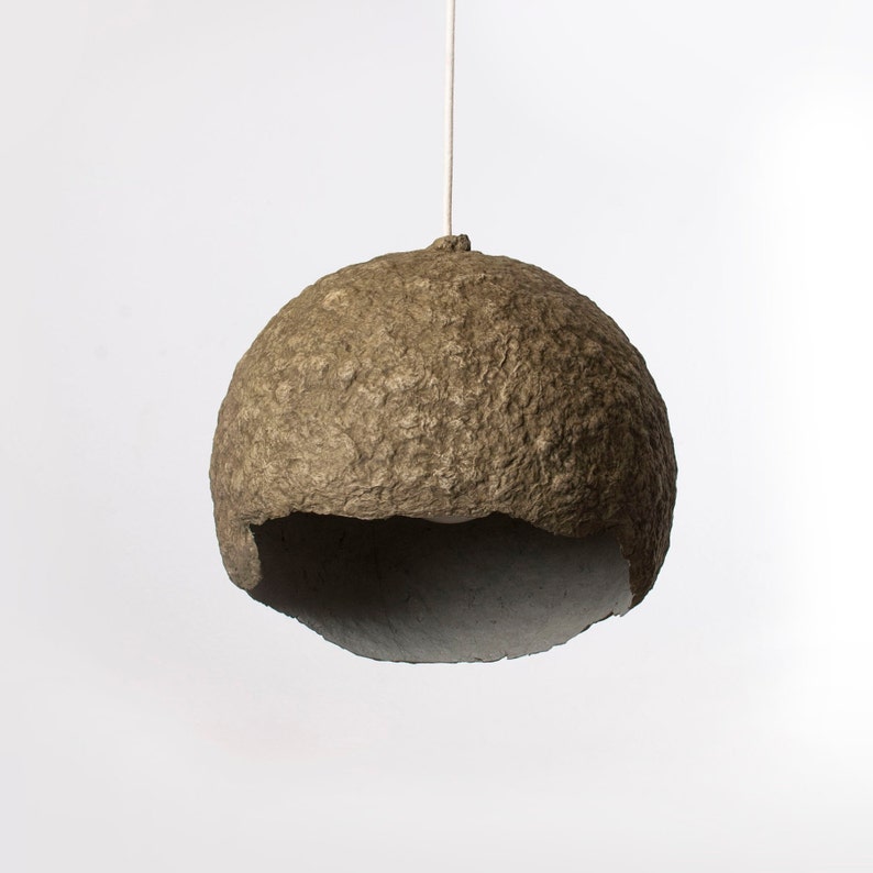 Industrial Pendant Light Paper Mache Lamp Shade Globe Medium Etsy