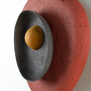 detail of Plug in Wall Sconce Lamp from Paper Mache in red colour