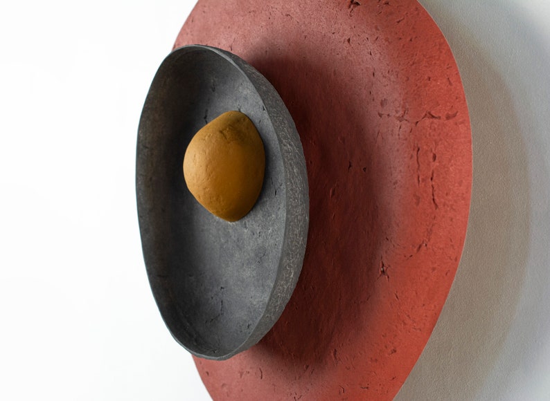 detail of Plug in Wall Sconce Lamp from Paper Mache in red colour