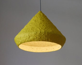 Modern Chandelier from Paper Mache, Industrial Lighting for Kitchen Island Mizuko I