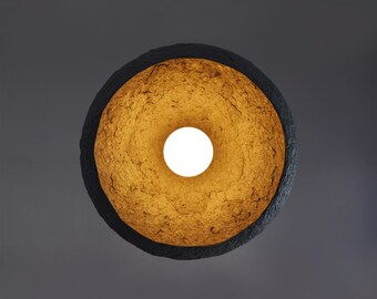 Lámpara colgante Mizuko Gris, lampara de techo, lampara, papel mache, lámpara de papel maché, lámpara de papel, lámpara industrial, eco