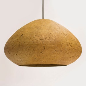 Minimalist yellow Lamp for Kitchen Island made of paper mache