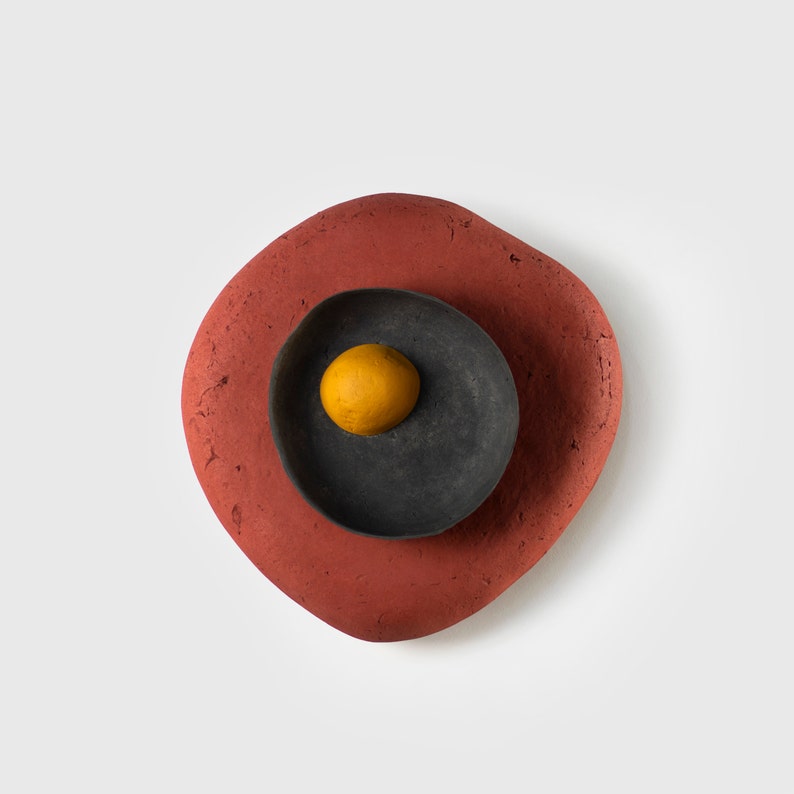 Plug in Wall Sconce Lamp from Paper Mache in red colour