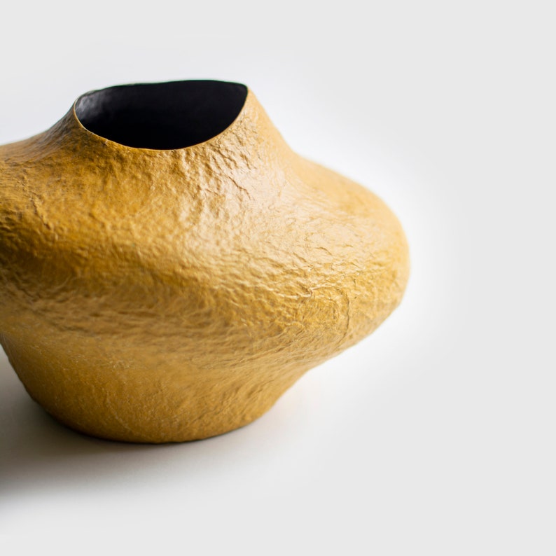Modern Vase From Paper Mache Ocher Decorative Vase Etsy