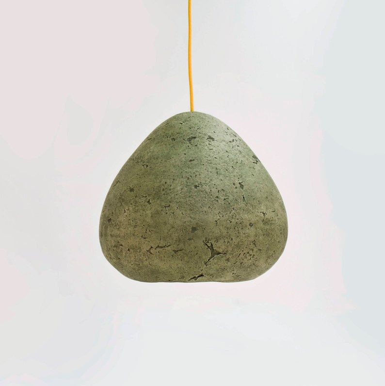 Modern green hanging Light made of paper mache