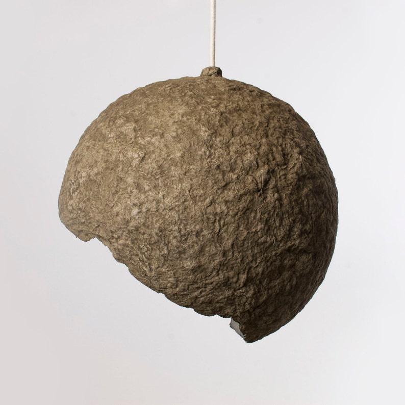 Industrial Pendant Light Paper Mache Lamp Shade Globe Medium Etsy UK