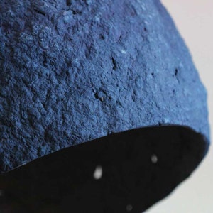 detail of blue Pendant Light Pluto made of Paper mache