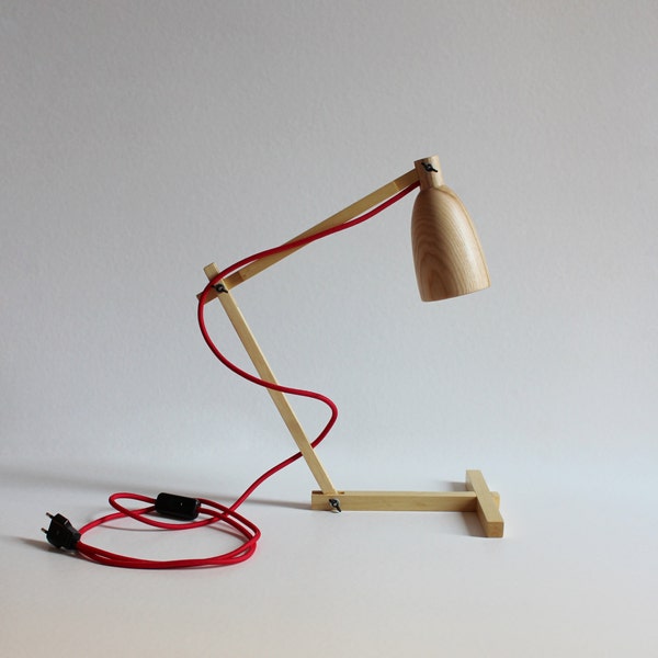 Fingerprint wooden desk lamp, lamp, desk lamp, table lamp, wooden lamp, reading lamp, wood, architect lamp, industrial lamp, eco friendly