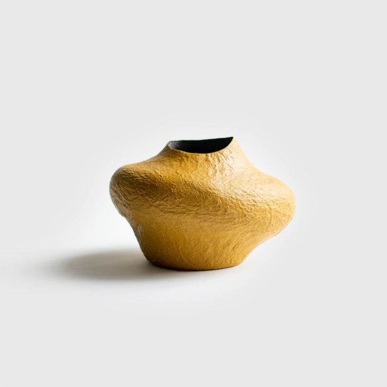 Modern Vase From Paper Mache Ocher Decorative Vase Etsy