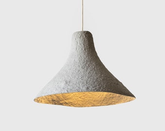 Industrial Lamp from Paper Pulp, Farmfouse Rustic Lighting, Rustic Pendant Light, Minimalist Paper Chandelier - Rumcajs