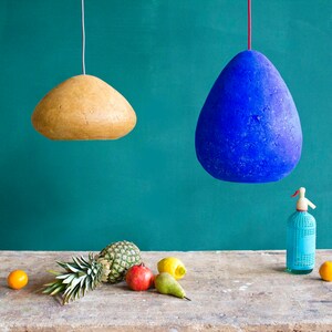 2 Minimalist Lamps for Kitchen Island made of paper mache