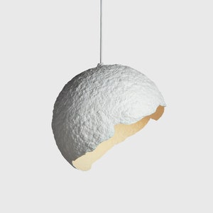 Modern Chandelier from Paper Mache, Ceiling Light for Kitchen Island, Hanging Chandelier from Paper - Globe Blanco