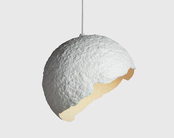 Modern Chandelier from Paper Mache, Ceiling Light for Kitchen Island, Hanging Chandelier from Paper - Globe Blanco