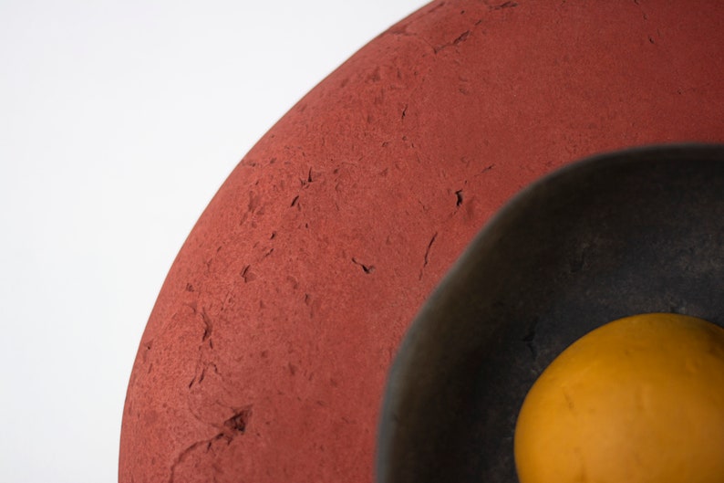 detail of Plug in Wall Sconce Lamp from Paper Mache in red colour