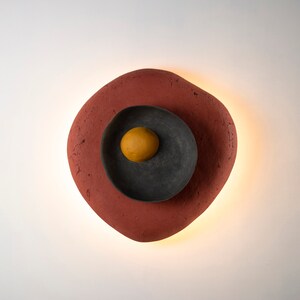 Plug in Wall Sconce Lamp from Paper Mache in red colour