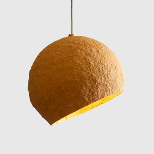 big orange Pendant light Jupiter made of paper mache