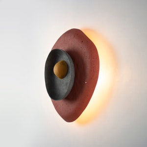 Plug in Wall Sconce Lamp from Paper Mache in red colour