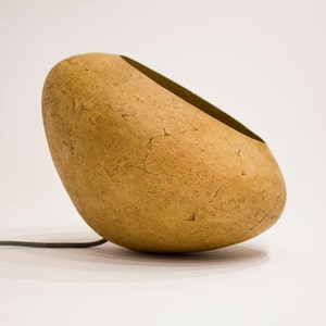 Minimalist yellow Lamp for Kitchen Island made of paper mache