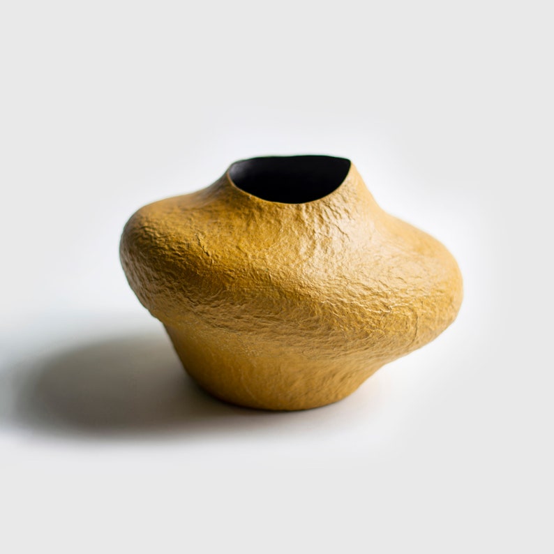 Modern Vase From Paper Mache Ocher Decorative Vase Etsy