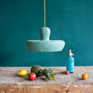 Lampada a sospensione moderna per isola cucina, plafoniera in cartapesta - Morphe IV verde