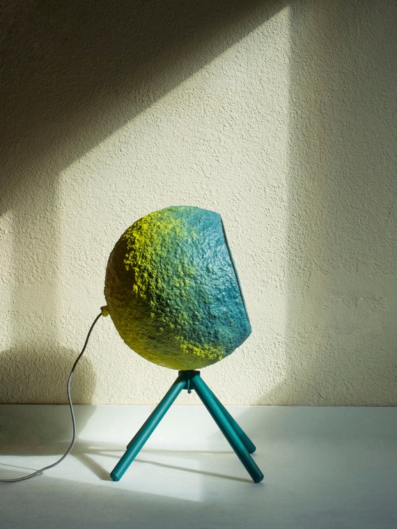 Rustic Floor Lamp Made Florm Paper Mache Shade And Wooden Florm Paper Mache Lamp Shade And Wooden, Paper Mache Floor Lamp