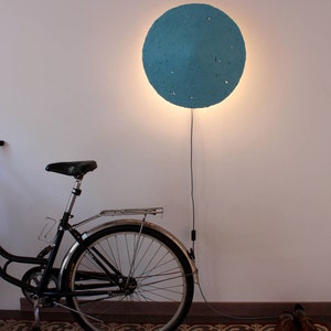 Rustic Sconce Lamp made from Paper Mache in blue colour